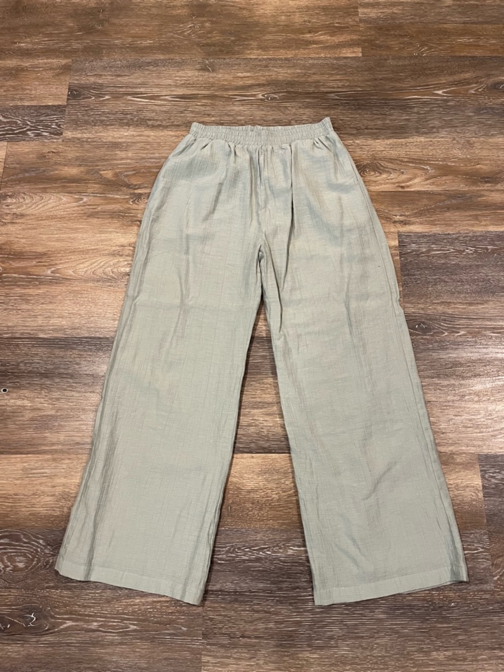 Paper Crane Sage Green Elastic Waist Wide Leg Pants